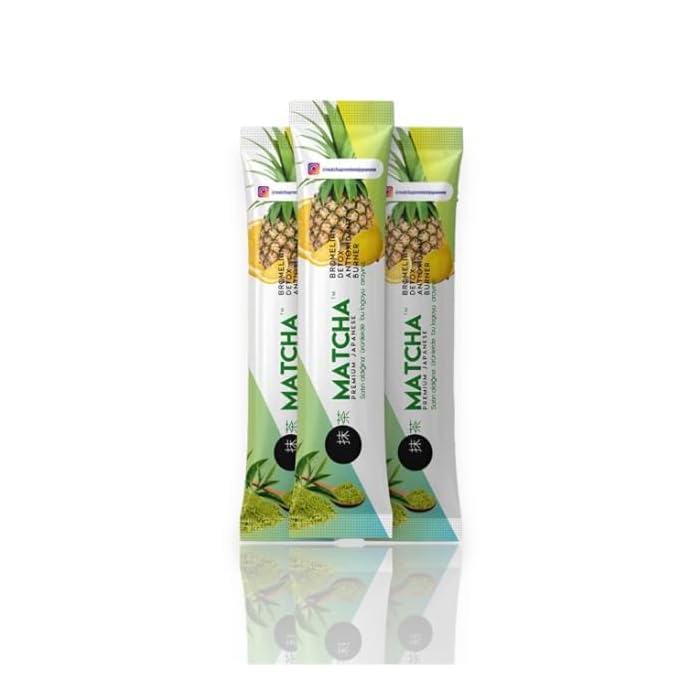 Premium Japanese Matcha With Pineapple Detoxify And Antioxidant - 20 Sachets الماتشا بطعم أناناس إزالة السموم ومضادات الأكسدة