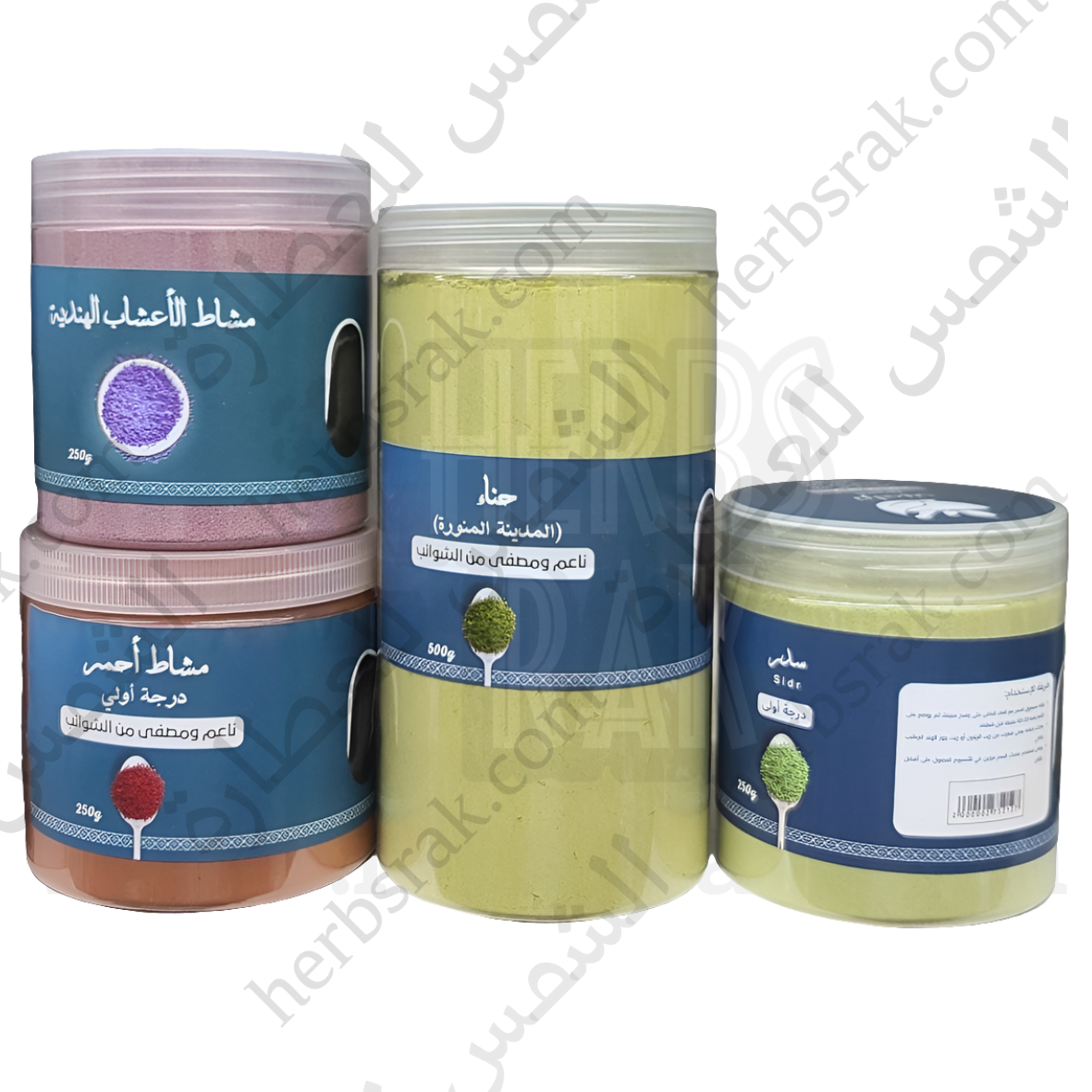Range of Traheeb Products (Madina Henna, Sidr, Red Mashat & Indian Mashat) مجموعة المنتجات تراحيب (حناء مدينة المنورة، سدر سعودي، عشبة مشاط أحمر و مشاط أعشاب هندي)