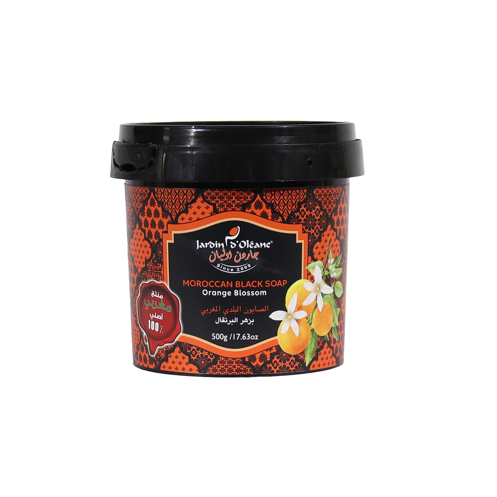 Moroccon Black Soap With Orange Blossom Jardin d'Oleane 500g | صابون مغربي بزهرة البرتقال