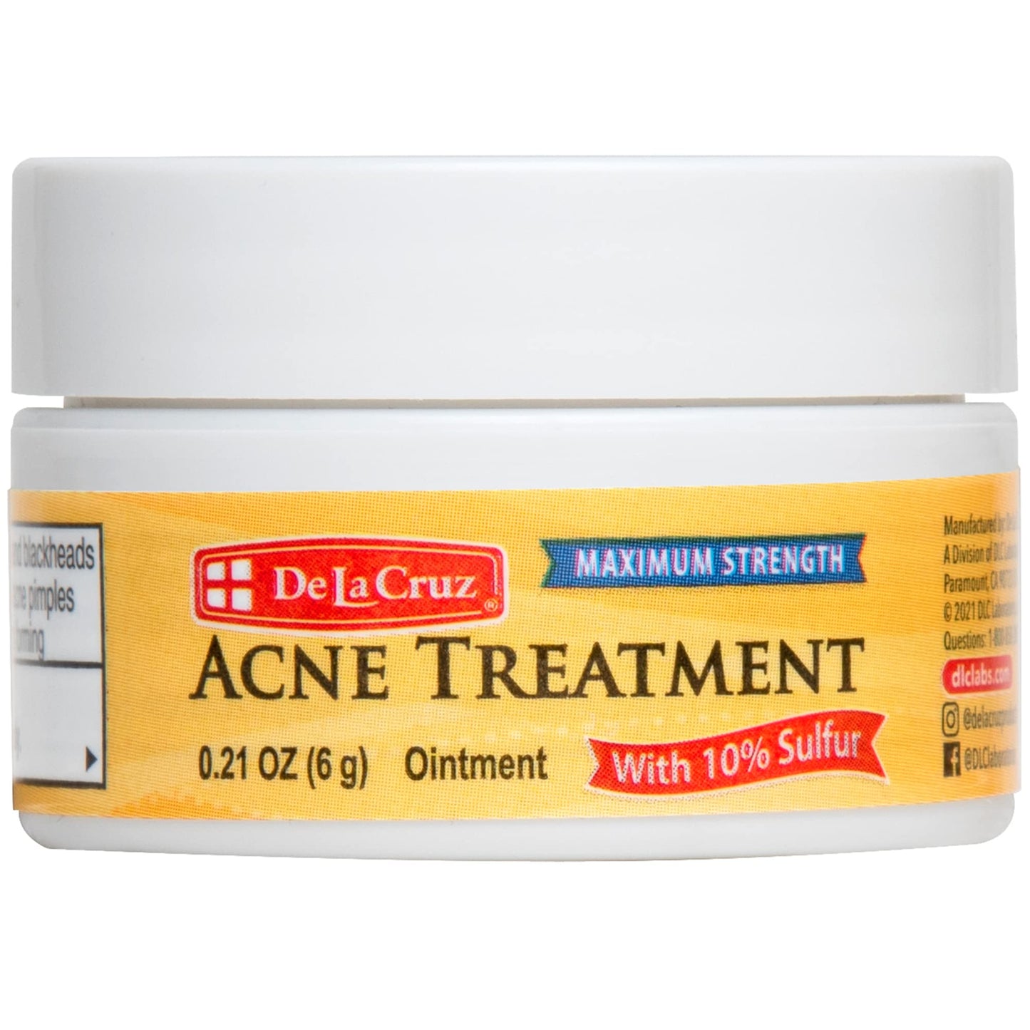 De La Cruz® Acne Treatment Maximum Strength with 10% Sulfur Ointment (6 g) | مرهم كبريت لعلاج حب الشباب