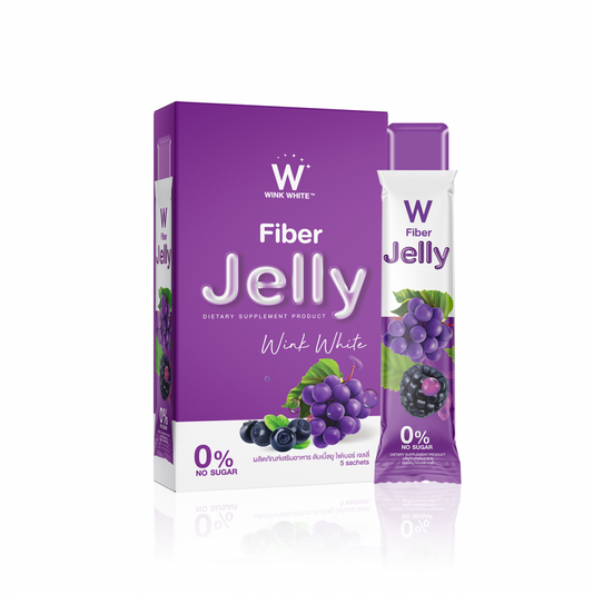 Wink White Fiber Jelly Dietary Supplement Blueberry And Grape Extract - 5 Scahets جيلي ألياف مع عصير التوت والعنب مزيل السموم
