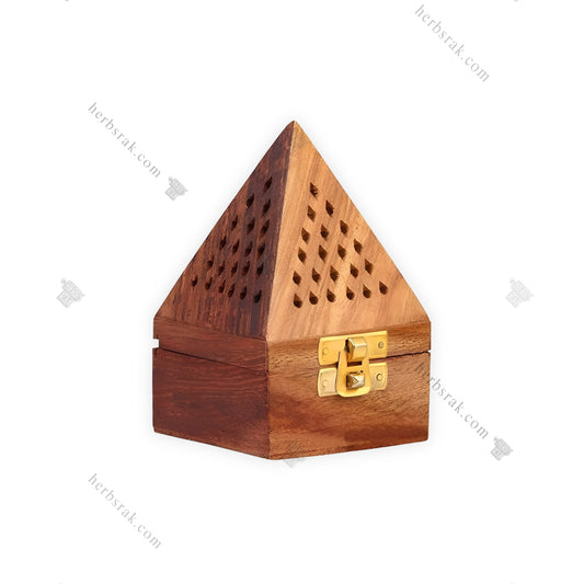 Pyramid Shaped Wooden Incense Holder with Ash Catcher مدخن خشبية صغيرة