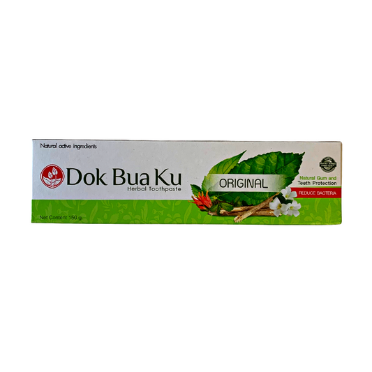 Dok Bua Ku Original Herbal Toothpaste Reduce Bacteria Oral Gum Teeth Care - 100 g معجون أسنان بالأعشاب التايلندي