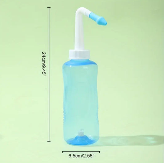 Nasal Wash Bottle - Portable Sinus Rinse Kit with Comfortable Handle, Nose Irrigation Set for Allergy Relief and Sinus Health زجاجة غسيل الأنف - مجموعة شطف الجيوب الأنفية المحمولة بمقبض مريح، طقم ريّ الأنف لتخفيف الحساسية وتحسين صحة الجيوب الأنفية.