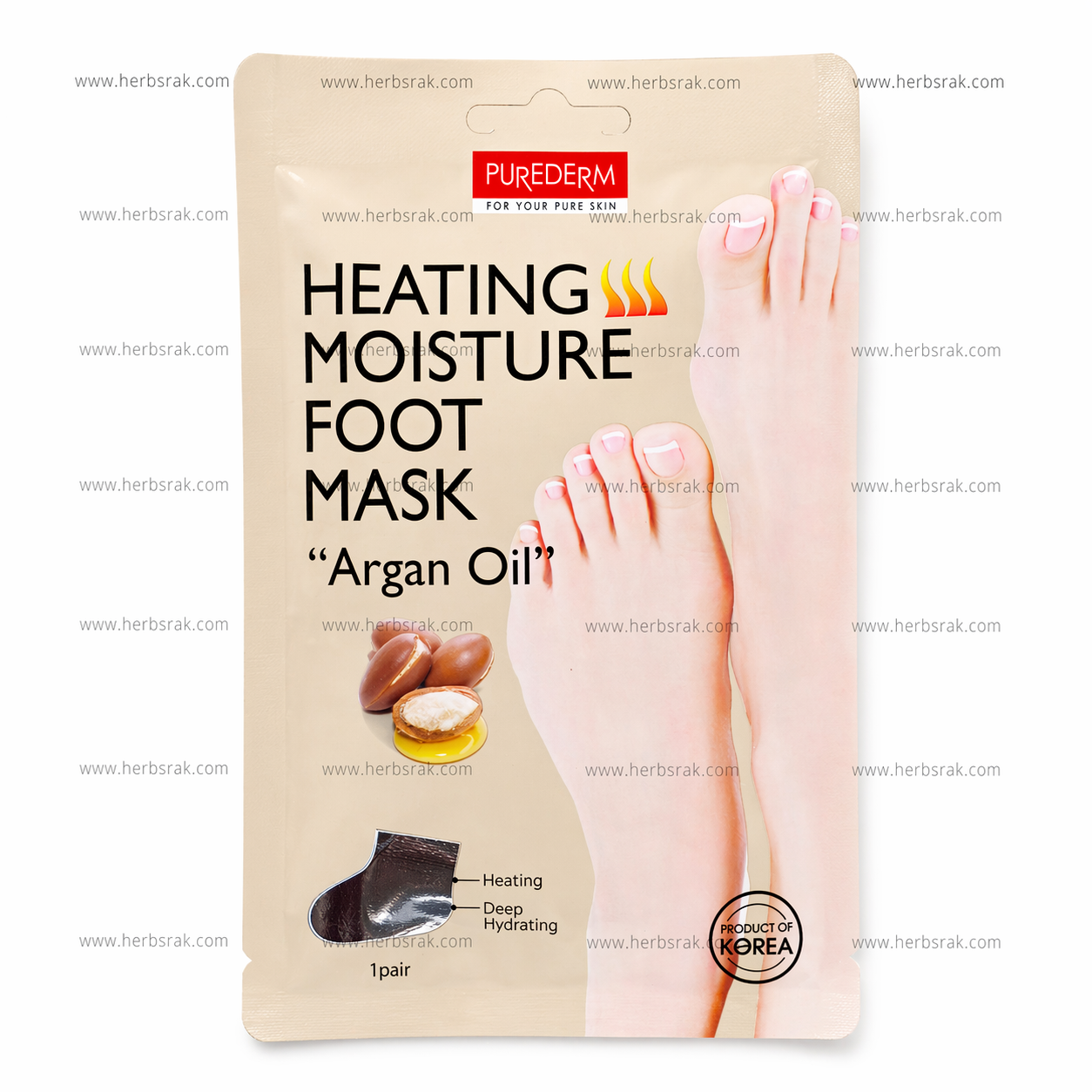 Purederm Argan Oil Heating Moisture Foot Mask ADS - 1 Pair قناع ماسك القدم الحراري بزيت الأرجان