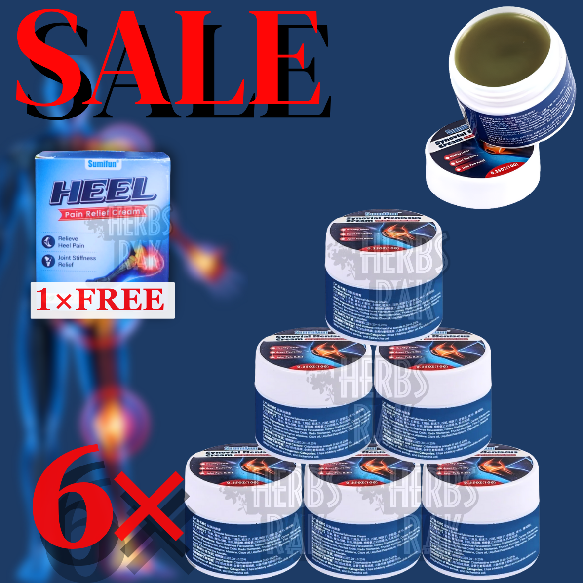 Sumifun Knee Pain Ointment For Joint And Bone Discomfort - 10g 6 Pcs دهان الحنظل للمفاصل و خشونة الركبة (٦ حبات)